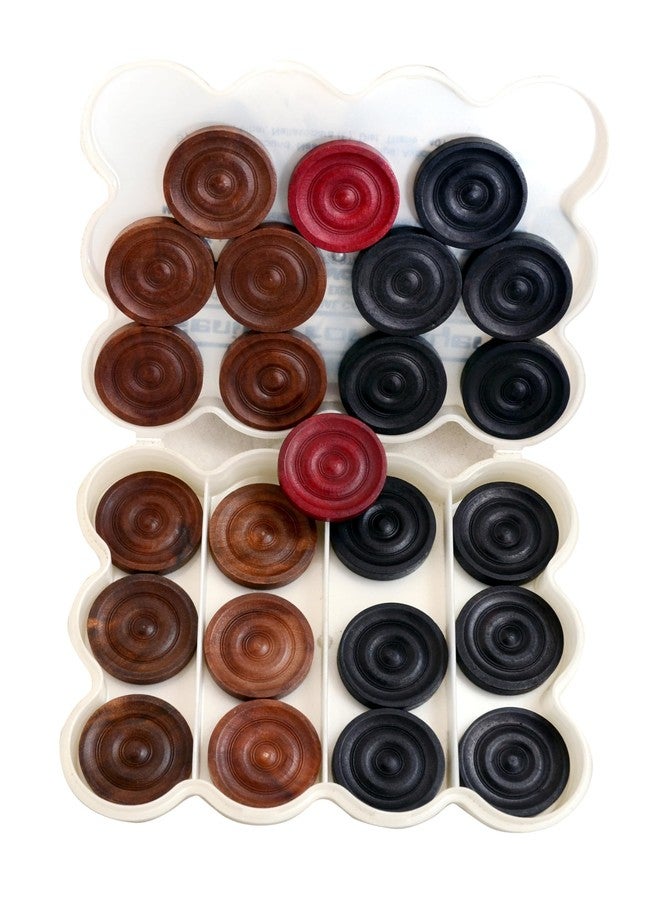 Synco Professional Wooden Carrom Coins Set | 24 Carrom Board Coins in Special Case (Genius for Champion) - Image 3